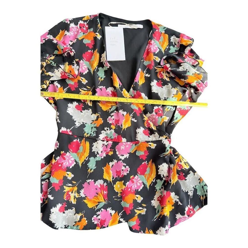 NWT Zara Trafaluc Women's Abstract Multicolor Floral Wrap Blouse Size M - Picture 8 of 8